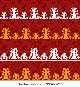 Christmas trees. Fantasy background. Vector. Seamless pattern.