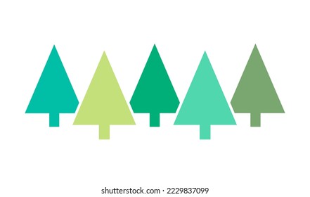 Christmas trees flat design elements. Vector illustration.