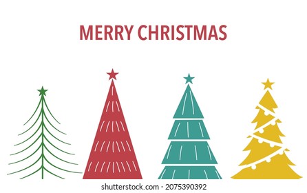 Christmas trees in flat design on white background. Merry Christmas celebration concept vector illustration design for greeting card, banner.