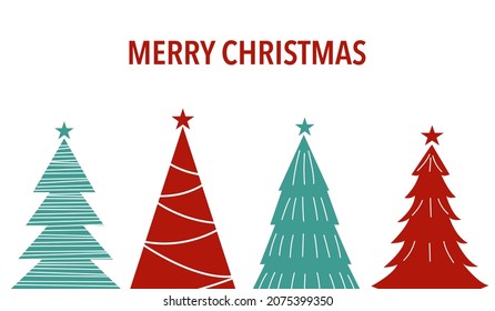 Christmas trees in flat design on white background. Merry Christmas celebration concept vector illustration design for greeting card, banner.