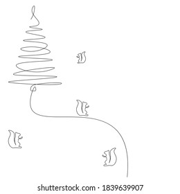 Christmas trees forest landscape. Vector illustration