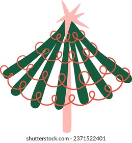 Christmas trees forest needles hand drawn