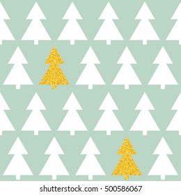 Christmas trees geometric glitter pattern. Vector illustration 