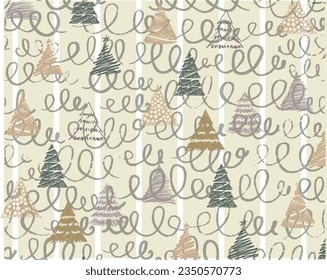 Christmas trees gift wrap print