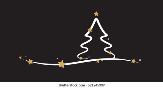 christmas trees gold stars black background