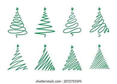 Christmas trees with green outline