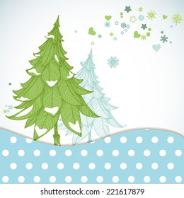 Tarjeta de saludo de árboles de Navidad