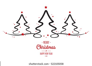 christmas trees greeting white background