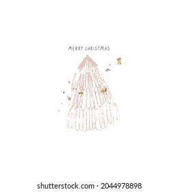 Árboles de Navidad dibujaron a mano texturas abstractas tarjeta de saludo o postal para saludos estacionales de vacaciones de invierno. Feliz Navidad y fondo moderno