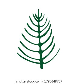 Christmas trees. Hand-draw doodles in green color. Vector illustration