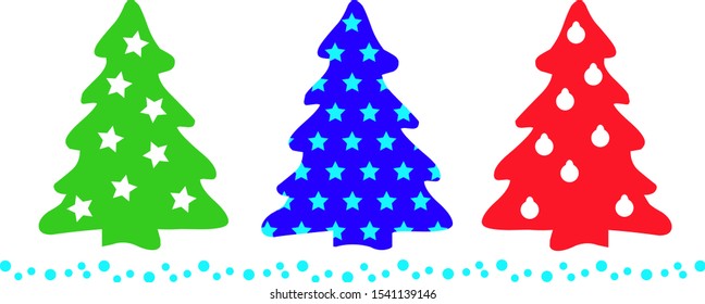 Christmas trees in holiday decorations digital file. Snowflakes border. Home decor vector design. Bundle. Scrapbooking elements. Winter signs. 