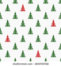 Christmas trees holiday wallpaper pattern. Vector illustration.