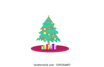 Christmas trees in the house during the