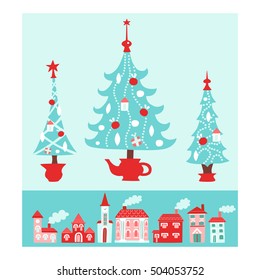 Christmas trees and houses
