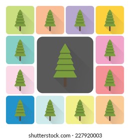 Christmas trees Icon color set vector illustration.