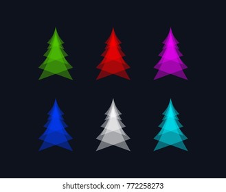 Christmas trees icon. Christmas star. Holiday decoration. Christmas toy. Symbol of the new year. Green Tree. Tree with a star. Pine for greeting card. New Years and xmas symbol. Winter holiday.