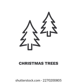 christmas trees icon. Thin line christmas trees, christmas icon from ecology collection. Outline vector isolated on white background. Editable christmas trees symbol can be used web and mobile