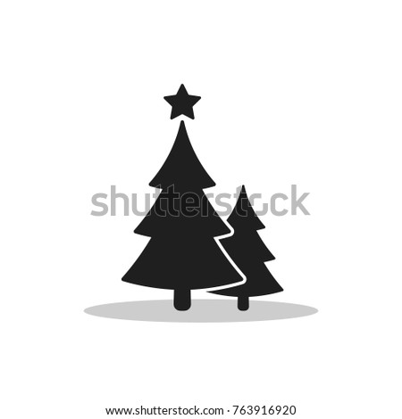 Christmas trees icon, vector flat design. Black symbol of two fir-tree isolated on white background.
