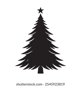 Christmas trees icons and Black silhouette trees vector