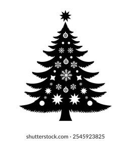 Christmas trees icons and Black silhouette trees vector