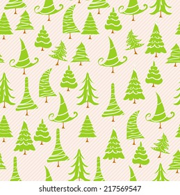 christmas trees icons seamless pattern