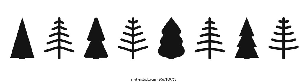Christmas trees icons set. Vector illustration