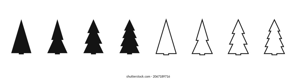 Los iconos de los árboles de Navidad están listos. Ilustración del vector