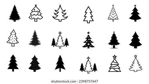 christmas trees icons vector stylized simple symbols. cristmas icon set..eps
