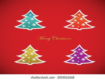 Christmas trees illustration with red background