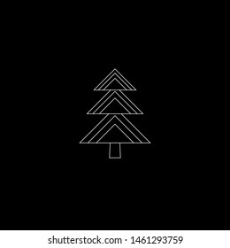 Christmas trees line icon, vector outline simple decoration element. Symbol of two fir-tree isolated on black