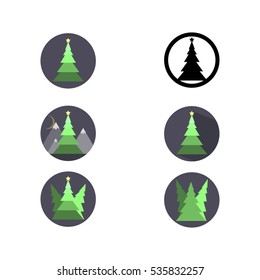 Christmas trees. Logotypes Flat 2.0. Minimal