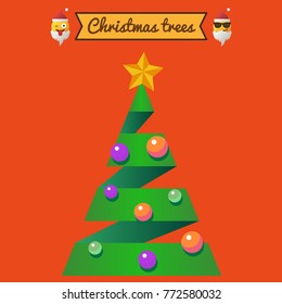 Christmas trees, modern flat design. Can be used for printed materials - leaflets, posters, business cards or for web