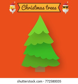 Christmas trees, modern flat design. Can be used for printed materials - leaflets, posters, business cards or for web