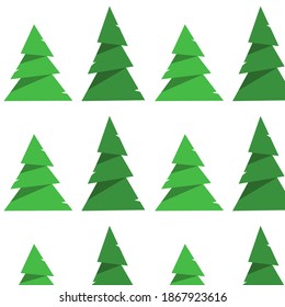 Christmas trees new year green pattern simple flat