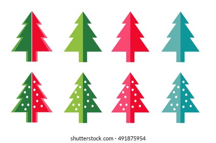 Christmas trees for new year greeting card presentation. Vector Illustration.