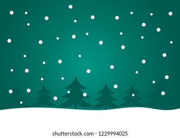  Christmas trees night landscape. Vector illustration