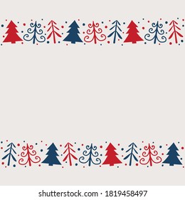 Weihnachtsbäume auf dem Hintergrund mit Kopienraum. Weihnachtsdekoration. Vektorgrafik