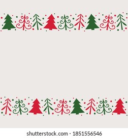 Christmas trees on background with copyspace. Xmas decoration. Vector
