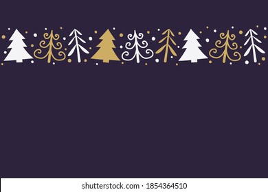Christmas trees on background with copyspace. Xmas decoration. Vector
