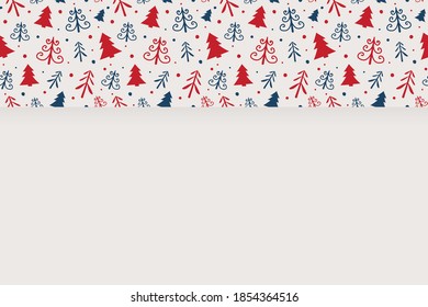Christmas trees on background with copyspace. Xmas decoration. Vector