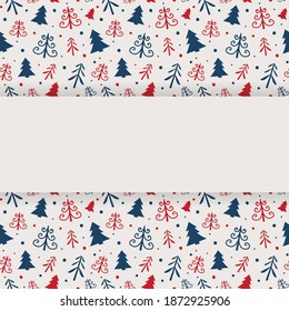 Weihnachtsbäume auf dem Hintergrund mit Kopienraum. Weihnachtsdekoration. Vektorgrafik