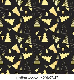  christmas trees on black  background, vector illustration