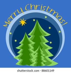 Christmas trees on a blue background