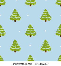 Weihnachtsbäume auf blauem Hintergrund.Muster für Neujahrsferien, Weihnachten, Textilien, Hintergrund, Tapete, Verpackungspapier, Stoff.