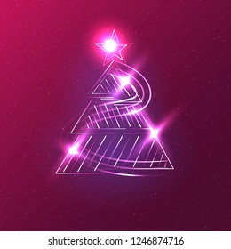 Christmas trees on a dark background. Vector illustration.