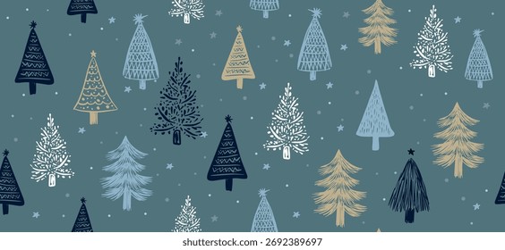 Árboles de Navidad sobre fondo verde	