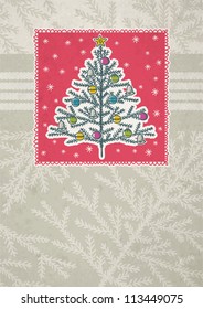 christmas trees  on red background, vector illustration EPS10. Contains transparent objects