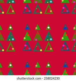 Christmas trees on a red background. Seamless.