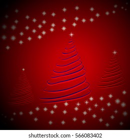 Christmas trees on a red background
