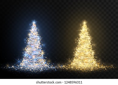 Christmas trees on transpaent background.